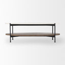 Larkin White Marble Top w Dark Brown Wood Shelf Oval Coffee Table - Default Title
