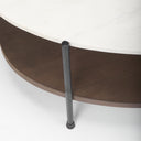 Larkin White Marble Top w Dark Brown Wood Shelf Oval Coffee Table - Default Title