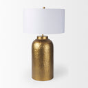 Leo 180L x 180W x 310H Gold Hammered WWhite Fabric Shade Table Lamp - Default Title