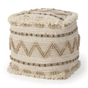 Caela BeigeBrown Wool Cotton and Felt Popcorn Stitch Square Pouf - Default Title