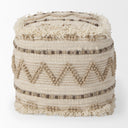Caela BeigeBrown Wool Cotton and Felt Popcorn Stitch Square Pouf - Default Title