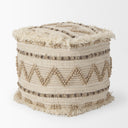 Caela BeigeBrown Wool Cotton and Felt Popcorn Stitch Square Pouf - Default Title
