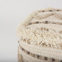 Caela BeigeBrown Wool Cotton and Felt Popcorn Stitch Square Pouf - Default Title