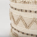 Caela BeigeBrown Wool Cotton and Felt Popcorn Stitch Square Pouf - Default Title