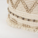 Caela BeigeBrown Wool Cotton and Felt Popcorn Stitch Square Pouf - Default Title