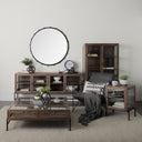 Arelius 20L x 18W x 26H Medium Brown Wood W Black Metal Frame EndSide Table - Default Title