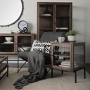 Arelius 20L x 18W x 26H Medium Brown Wood W Black Metal Frame EndSide Table - Default Title
