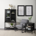 Arelius 36L x 1875W x 63H Black-Brown Wood W Black Metal Base Display Cabinet - Default Title