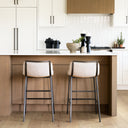 Kavalan 335 Total Height Beige Upholstered Seat Gray Metal Frame Counter Stool - Default Title