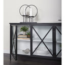 Aurelia 790L x 160W x 330H Black and White Metal Four Door Glass Cabinet - Default Title