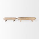 Carver Set of 2 Oblong White Washed Wood Footed Trays - Default Title
