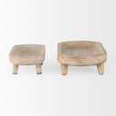 Carver Set of 2 Oblong White Washed Wood Footed Trays - Default Title