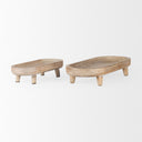 Carver Set of 2 Oblong White Washed Wood Footed Trays - Default Title