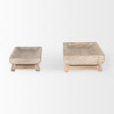 Carver Set of 2 Rectangular White Washed Wood Trays - Default Title