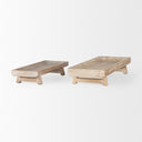 Carver Set of 2 Rectangular White Washed Wood Trays - Default Title
