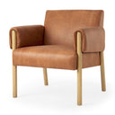 Ashton Brown Faux Leather w Light Wood Accent Chair - Default Title