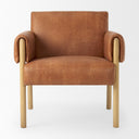Ashton Brown Faux Leather w Light Wood Accent Chair - Default Title