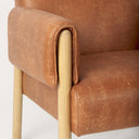 Ashton Brown Faux Leather w Light Wood Accent Chair - Default Title