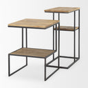 Ronin 22H Square 2-Tier Wood w Black Metal Accent Table - Default Title