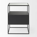 Samson 157L x 157W x 213H Side Table Matte Black Metal and Glass - Default Title