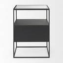 Samson 157L x 157W x 213H Side Table Matte Black Metal and Glass - Default Title