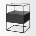 Samson 157L x 157W x 213H Side Table Matte Black Metal and Glass - Default Title
