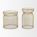 Shani Set of 2 Round Gold Metal w Glass Accent Tables - Default Title
