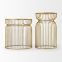 Shani Set of 2 Round Gold Metal w Glass Accent Tables - Default Title