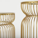 Shani Set of 2 Round Gold Metal w Glass Accent Tables - Default Title