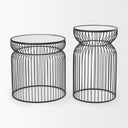 Shani Set of 2 Round Black Metal w Glass Accent Tables - Default Title