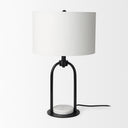 Sarah 150L x 100W x 222H Arched Black Metal WMarble Cube and White Shade Table Lamp - Default Title