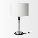 Sarah 150L x 100W x 222H Arched Black Metal WMarble Cube and White Shade Table Lamp - Default Title