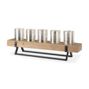Benk Wood and Black Metal Five Cup Candle Holder - Default Title
