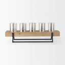 Benk Wood and Black Metal Five Cup Candle Holder - Default Title