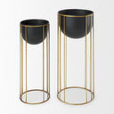 Danica Set of 2 Matte Black Metal Plant Stands - Default Title