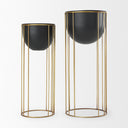 Danica Set of 2 Matte Black Metal Plant Stands - Default Title
