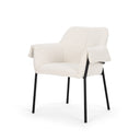 Brently Dining Chair w Cream Boucle Fabric Matte Black Metal Legs - Default Title