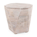 Esagono Octagonal Reclaimed Wood EndSide Table w Storage - Default Title