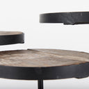 Lorenz Set of 3 Light Brown Wood W Black Metal Base Round Decorative Display Stands - Default Title