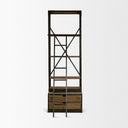 Brodie VII 32L x 22W x 94H Brown Wood Gun-Metal Bracing Four Shelf Shelving Unit - Default Title