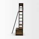 Brodie VII 32L x 22W x 94H Brown Wood Gun-Metal Bracing Four Shelf Shelving Unit - Default Title