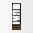 Brodie VII 32L x 22W x 94H Brown Wood Gun-Metal Bracing Four Shelf Shelving Unit - Default Title