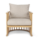 Kopari Beige Fabric WLight Brown Wood Accent Chair - Default Title