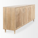 Tucker Light Brown Wood w Carved Arch Pattern 4 Door Sideboard - Default Title