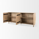 Tucker Light Brown Wood w Carved Arch Pattern 4 Door Sideboard - Default Title