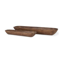 Athena Set of 2 Extra Large Medium Brown Reclaimed Wood Trays - Default Title