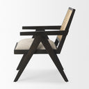 Donna Black Wood Cane-Back w Beige Upholstered Seat Dining Chair - Default Title