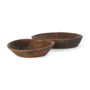 Nikita Set of 2 Large Medium Brown Reclaimed Wood Bowls - Default Title
