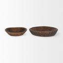 Nikita Set of 2 Large Medium Brown Reclaimed Wood Bowls - Default Title