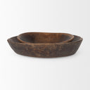 Nikita Set of 2 Large Medium Brown Reclaimed Wood Bowls - Default Title